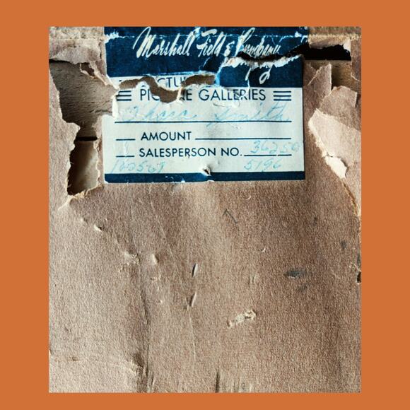 Vintage 1950s Man and Woman Paintings with Green Velvet Trim Frame - Picture 5 of 7